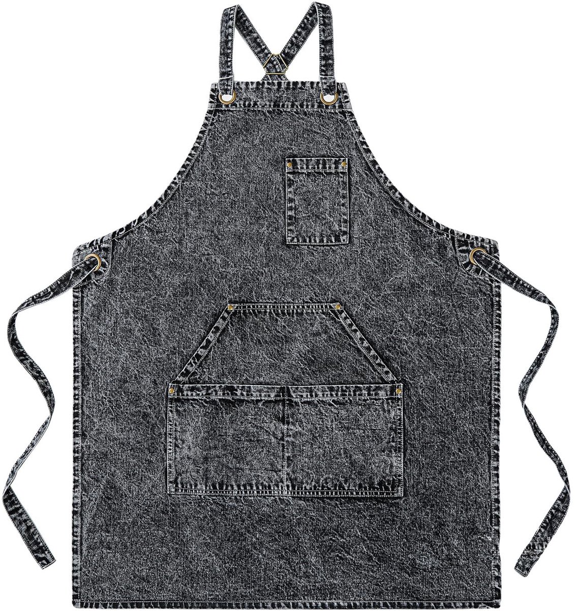 Omgoods - Katoenen Denim Schort Unisex Verstelbaar met Zakken voor Koken