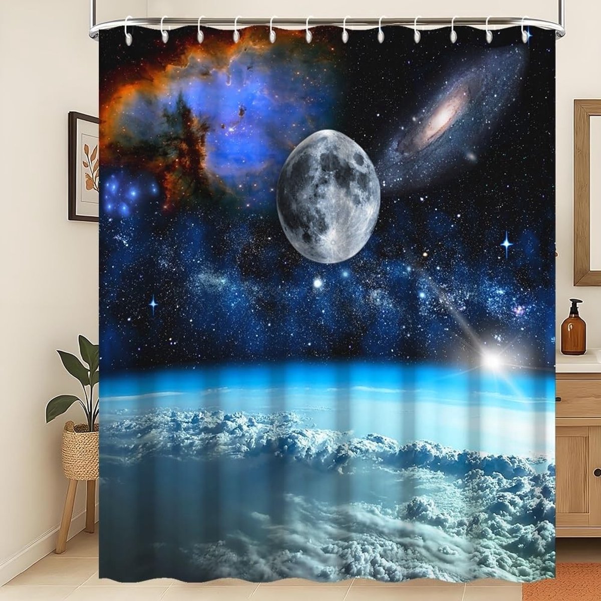 Omgoods - Galaxy Douchegordijn Universum - Waterdicht en Wasbaar 180x200cm