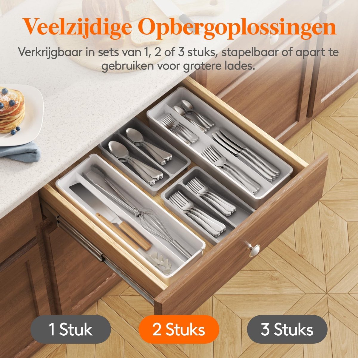 Omgoods - Compacte Bestekorganiser voor Lades, Set van 2