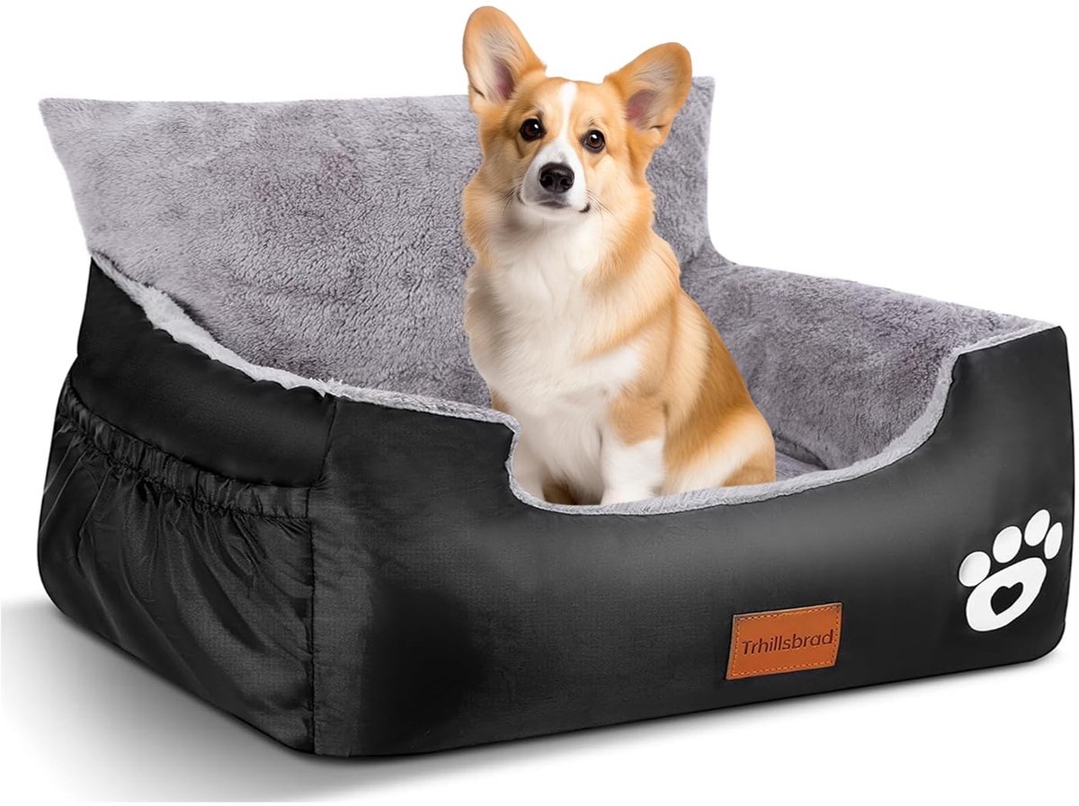Omgoods- Autostoel Hond - 70 x 60 x 45 cm - 2 Verstelbare Veiligheidsriemen - Volledig Afneembaar - Wasbaar - Autobed voor Kleine Honden - Hondenbooster