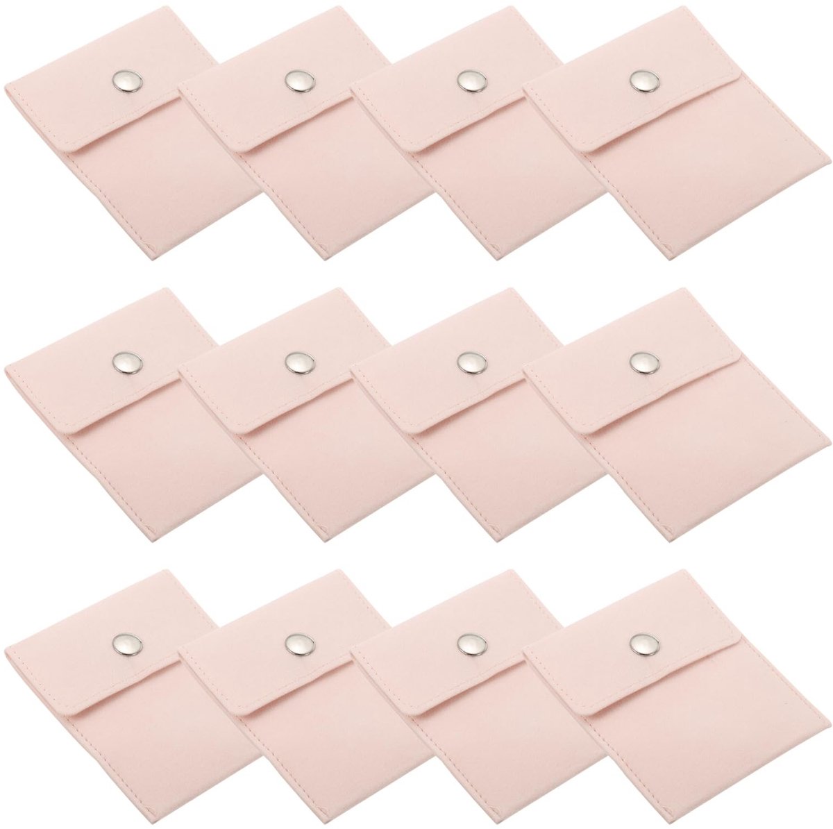 Omgoods - 12 Stuks Roze Velvet Sieraden Pouches met Drukknop