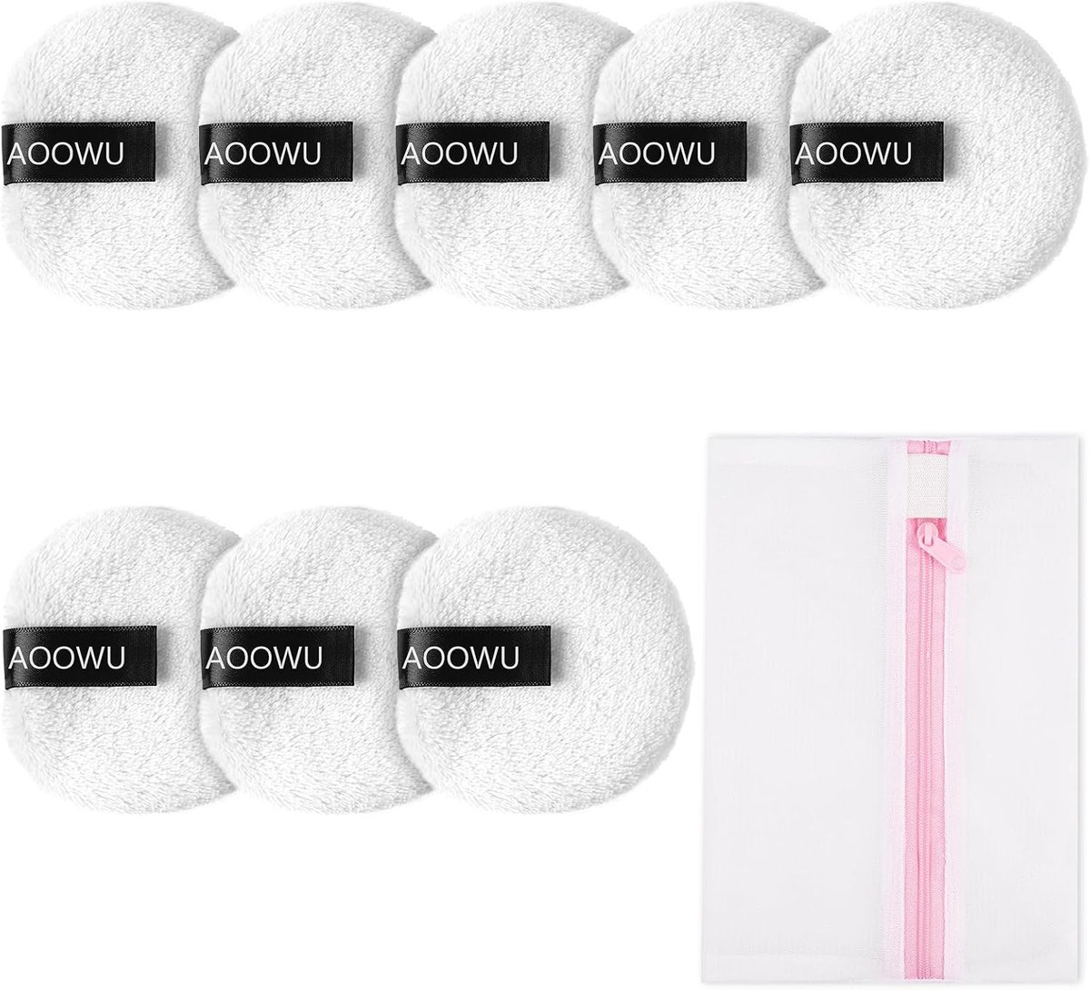 Make-up pads wasbaar pack van 8 - herbruikbaar katoen - hypoallergeen - ideaal voor alle huidtypes - SnelShoppen