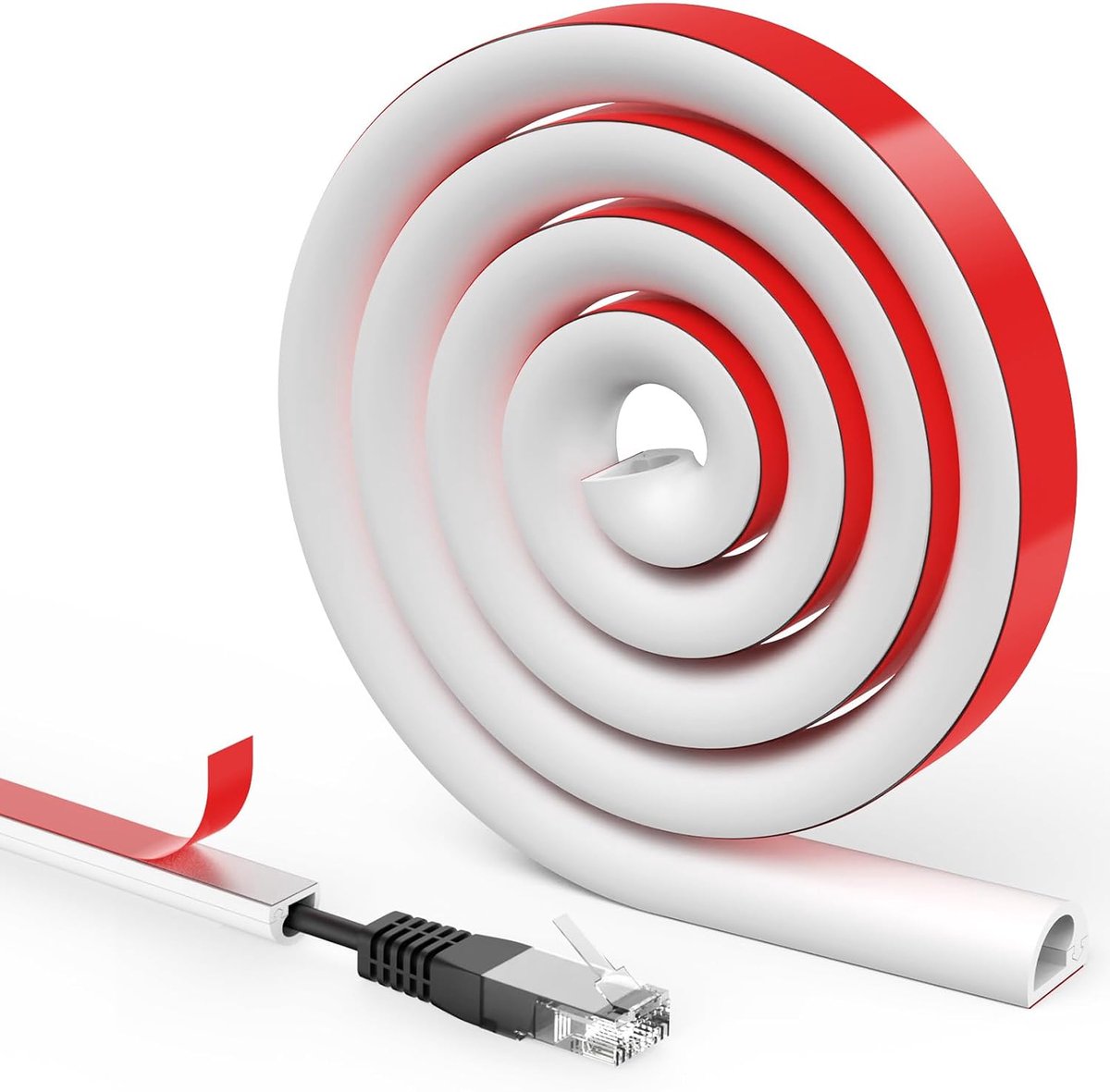 SnelShoppen - Zelfklevende Kabelgoot Mini Wit Halfcirkelvormige Flexibele Siliconen TV Kabelcover Zelfklevende Kabelgoot voor Verbergen en Beschermen