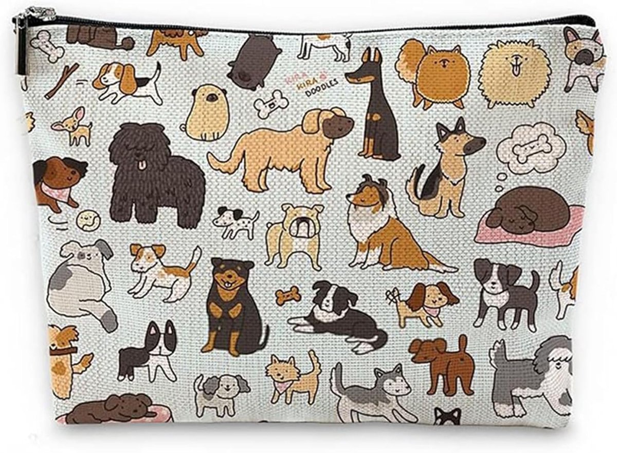 Make-uptas puppy - 25x17x6 cm - linnen - schattig ontwerp - ideaal voor opbergen - SnelShoppen