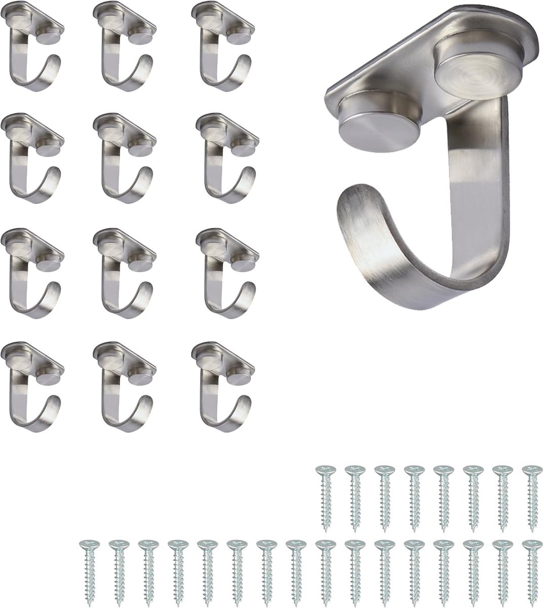 Mooche 12 stuks kledinghaken, zwart, garderobehaken voor slaapkamer, badkamer, kledingkast, woonkamer (geborsteld) - ShopVlot