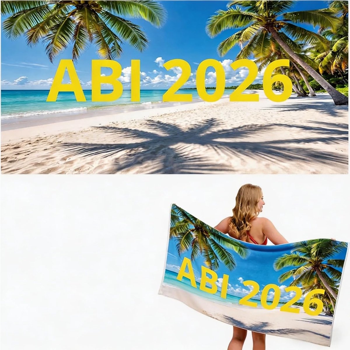 160 x 80 cm blauwe strandhanddoek, alles in droge doeken, grappige badhanddoek als cadeau voor eindexamen, palmmotief - ShopVlot