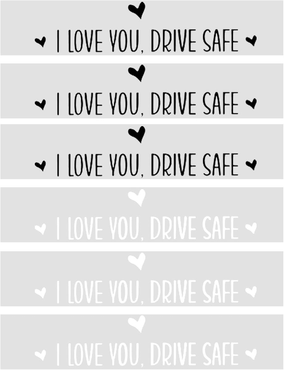 SnelShoppen - 6 Pack Achteruitkijkspiegel Sticker 'I Love You, Drive Safe' Veiligheidsherinnering voor Auto, Kerstmis en Valentijnsdag Geschenken, Div