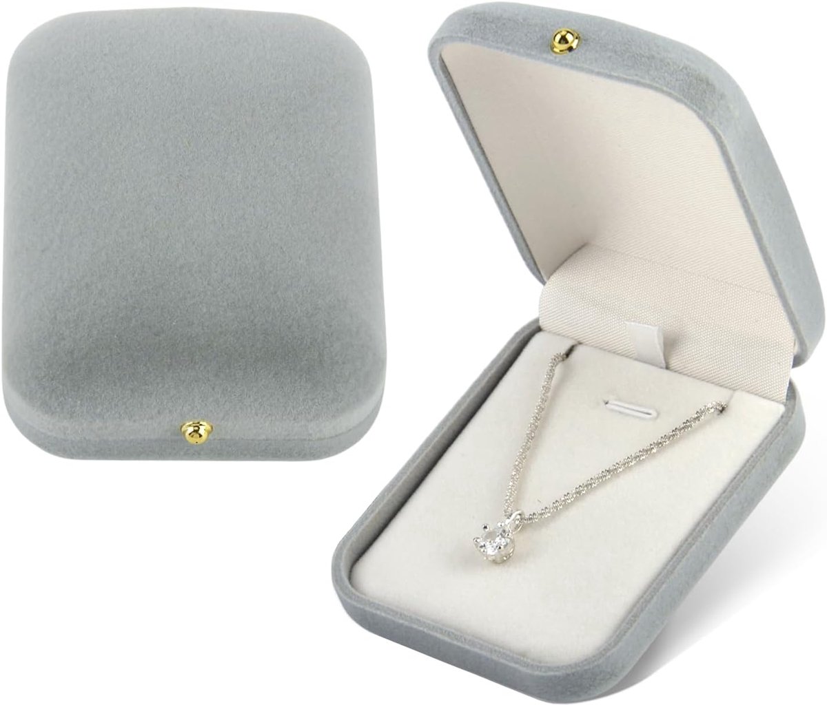 YUE QIN Jewellery Boxes, Small Velvet Jewellery Box, Grey, Jewellery Packaging Necklace, Jewellery Box for Wedding - ShopVlot