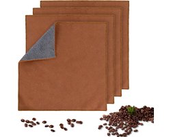 SnelShoppen - Barista Doekset 4 stuks Microvezeldoeken 30x30 cm, Dubbelzijdige Reinigingsdoeken voor Koffiezetapparaat en Melkopschuimer, Bruin en Gri