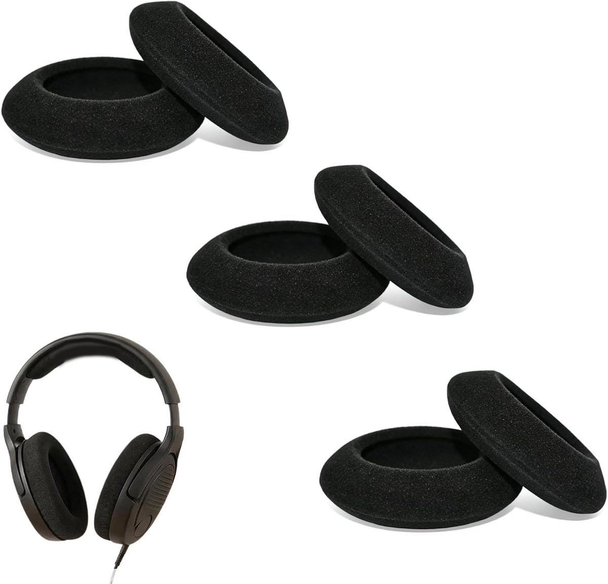 3 paar vervangende oorkussens van zacht schuim, oorkussens voor pc-headset, anti-transpiratiepads voor oordopjes - ShopVlot