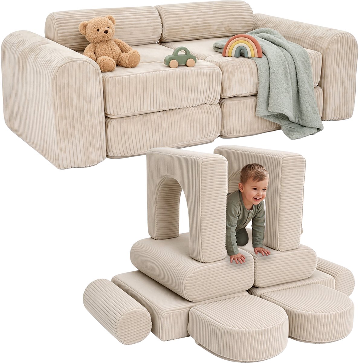 Speelbank kind - 10-delig - beige