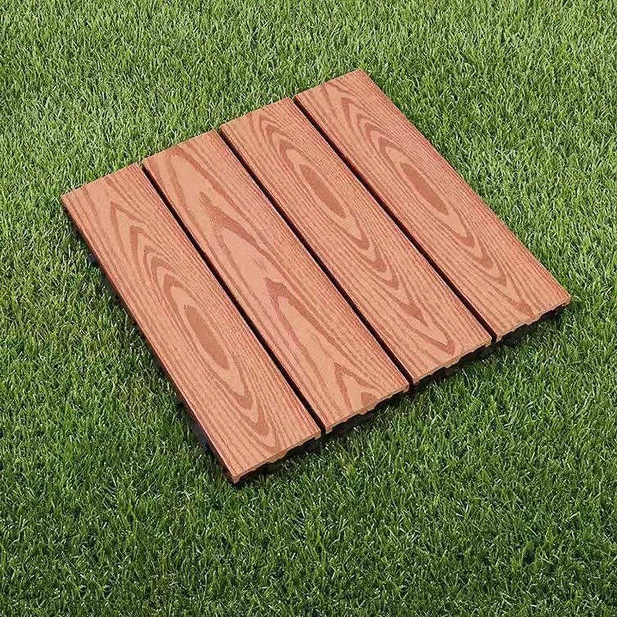 Terrastegels Hout Composiet - Vloertegels Tuin - Buitenruimte Aankleden - Eenvoudig Kliksysteem - 12 stuks - Houtkleur