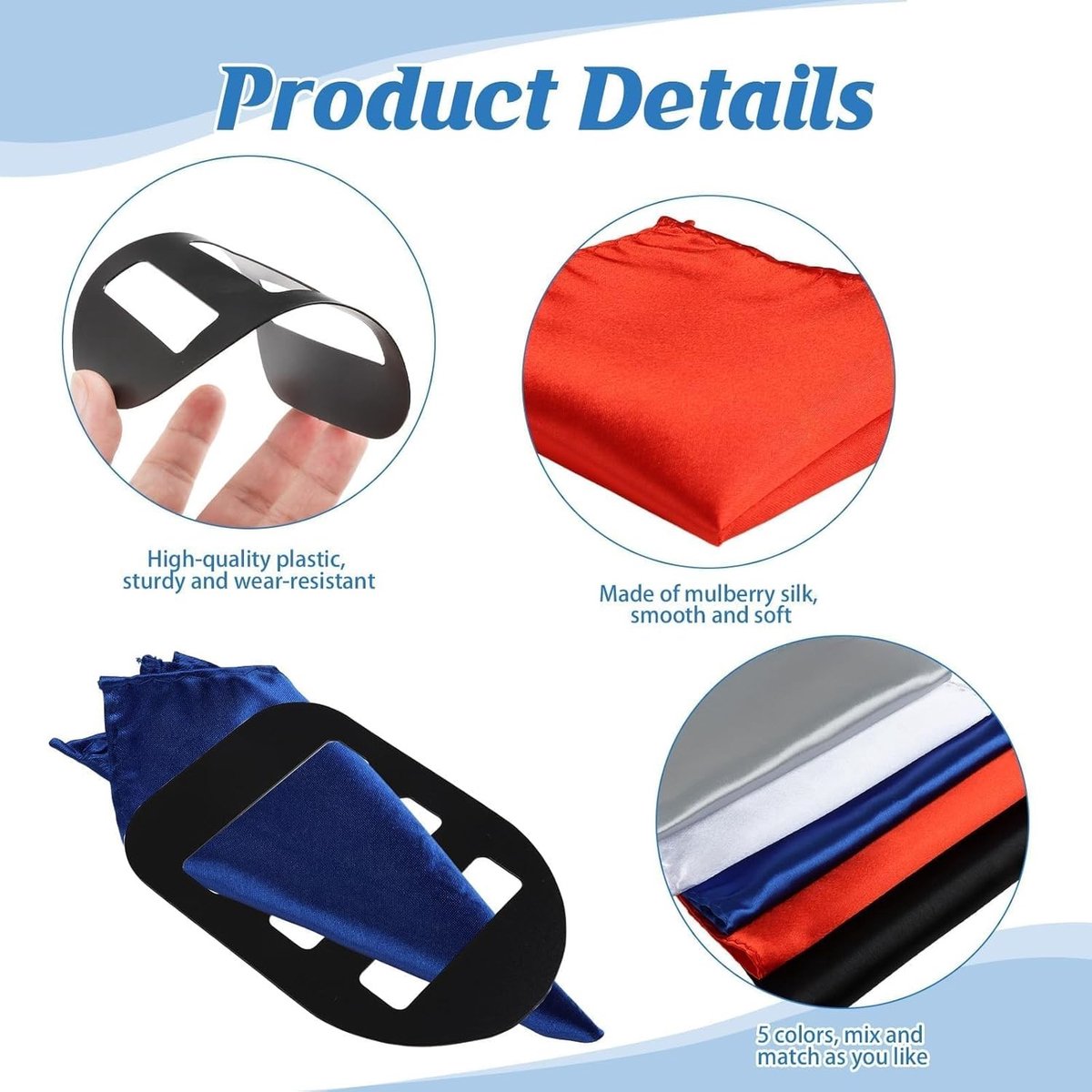 Premium witte zakdoeken, 5 stuks van hoogwaardig polyester met metalen inserts, ideaal voor zakelijke en formele evenementen, trouwfeesten en avondkleding.