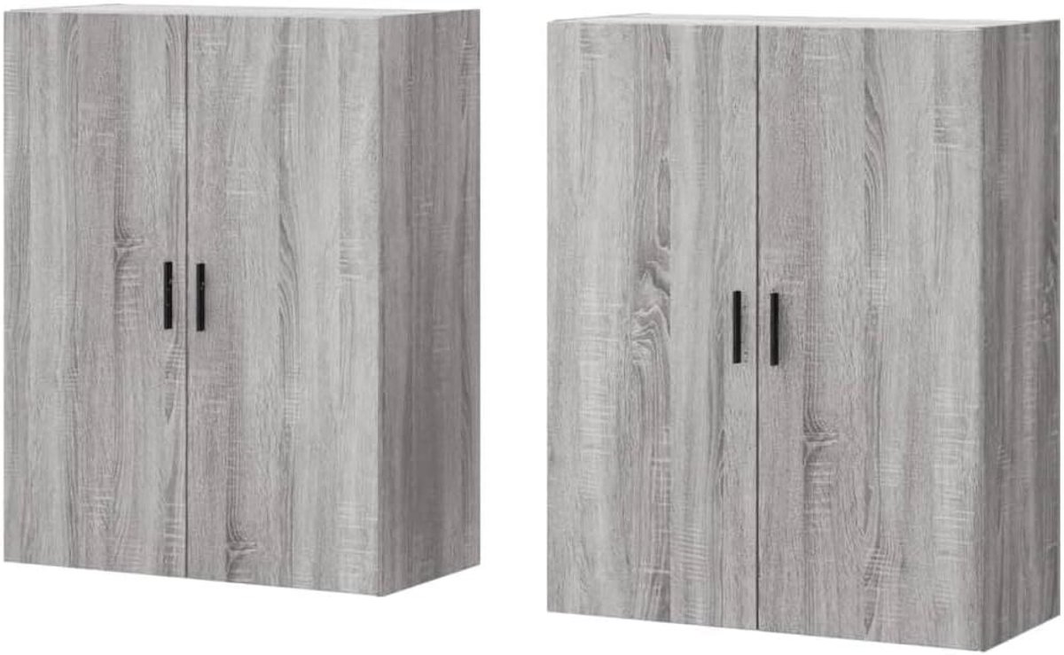 Wandkast - Opbergkast Muurkast - Woonkamer Organiseren - Glad Oppervlak Vochtbestendig - 695 x 34 x 90 cm - Grijs Sonoma