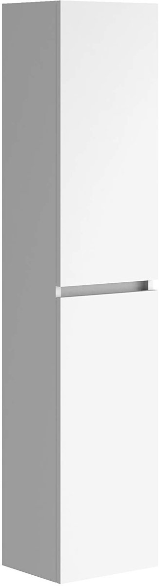 SnelShoppen - Baikal Badkamerkast 140 cm - Wit Melamine Zuil - Opslag voor Badkamer, Toiletten & Kleine Ruimtes - Bijzettafel voor Badkamer of Huiskam