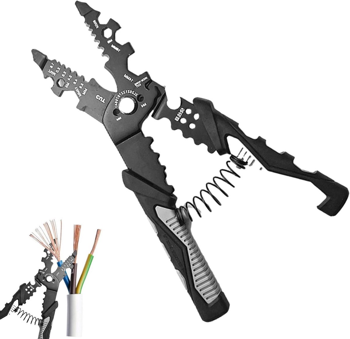 Kabelstripper Tang - Striptang Krimptang - Elektrisch Werk - 25-in-1 Multifunctioneel - 21.3 cm - Zwart