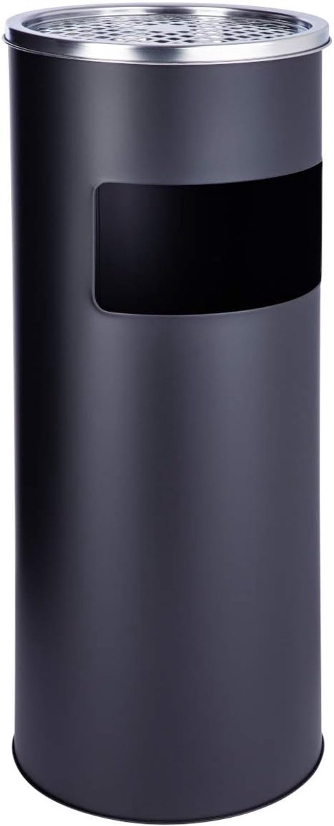 Staande asbak 30 liter met vuilnisbak, asbak, afvalemmer met binnenemmer (zwart)