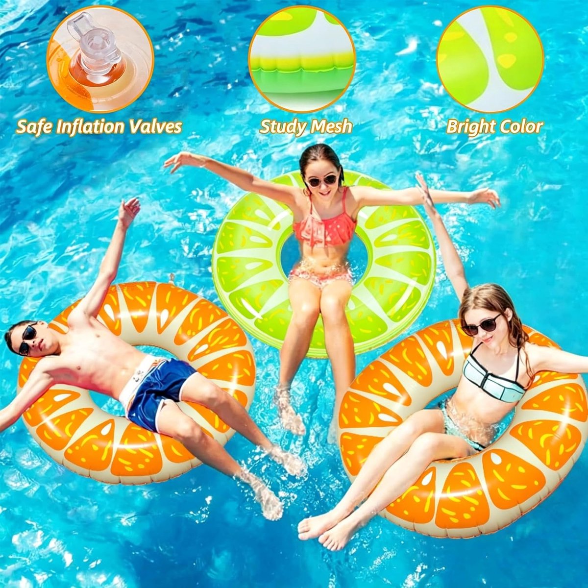 4 Stuks Fruitzwemring, Opblaasbare Fruitzwemring | Voor Kinderen en Volwassenen, Met Fruitpatroon, Met Strandbal Om te Zwemmen op Het Strand, Feest, Decoratie voor Feestjes