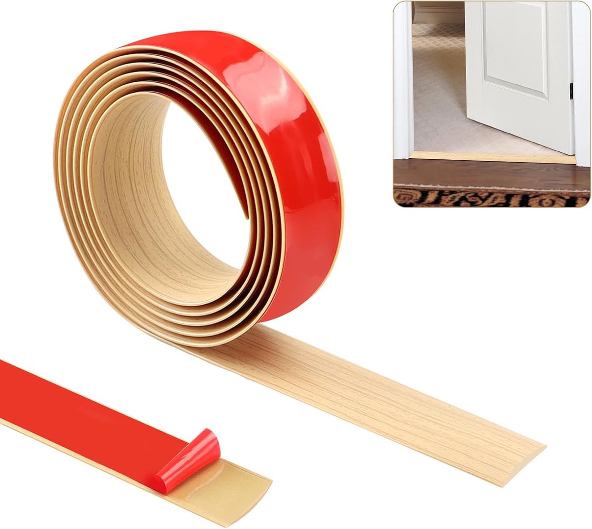 zelfklevend, vinylvloer, deurlijst, zelfklevend, deurdrempel, platte laminaatprofiel, vloerbedekking-randstrips (eikenkorrel)