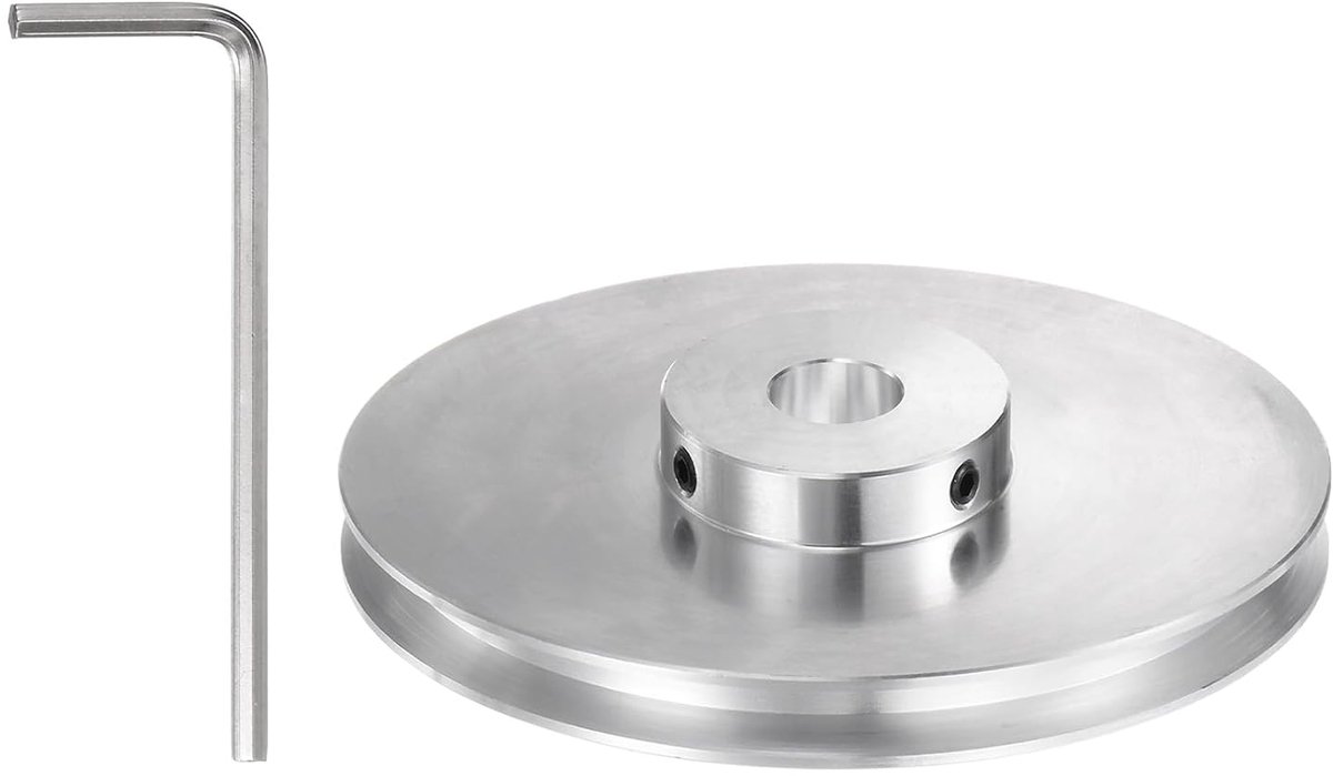 V-riemschijf met 12 mm binnendiameter en 100 mm buitendiameter met een groef van aluminiumlegering voor 6 mm ronde riemen van PU