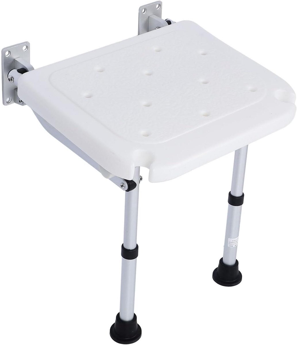 Opvouwbare Douchestoel - Badbank Zonder Leuning - Veilig Douchen - Antislipsteun - 40 cm Lengte - Wit