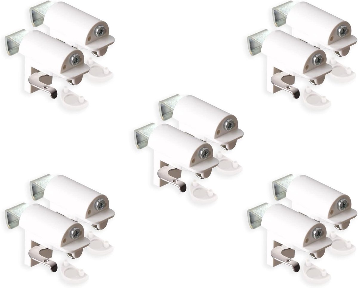 Klemhouder voor jaloezieën, jaloeziehouder zonder boren, om te klemmen, 10 stuks, wit, stabiele klemdragers met metalen beugel, verstelbaar van 4-25 mm, voor ramen en balkondeuren