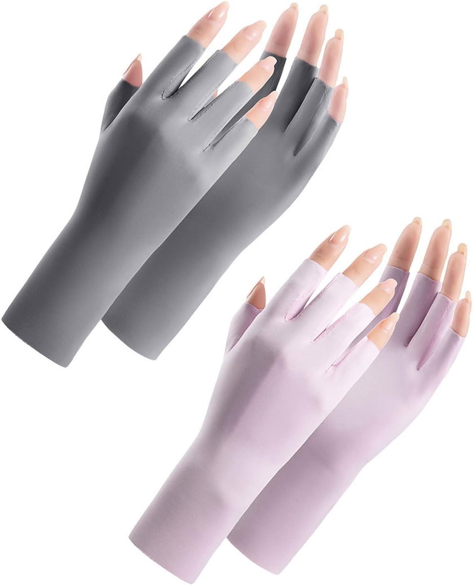 2 paar uv-shield-handschoenen voor nagels, manicure, vingerloze handschoenen, professionele UPF50+ anti-uv-bescherming, handschoen zonder vingertoppen, voor manicure, nagellak, fitness, fietsen