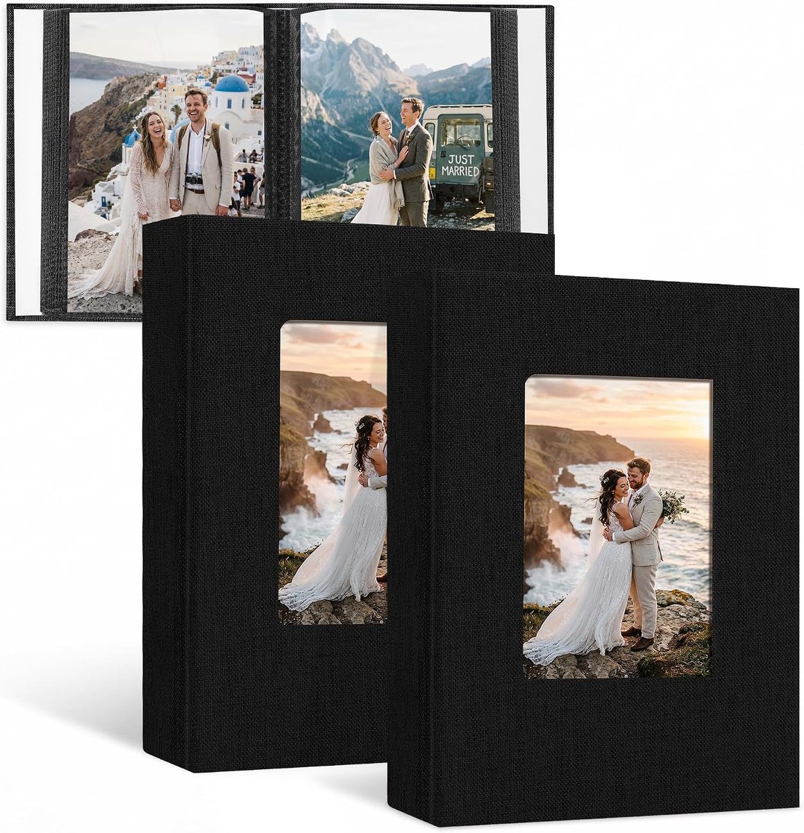 Fotoalbum insteekalbum 10x15 - set van 2 - mini linnen fotoboek - ideaal voor bruiloften en reizen - ShopVlot