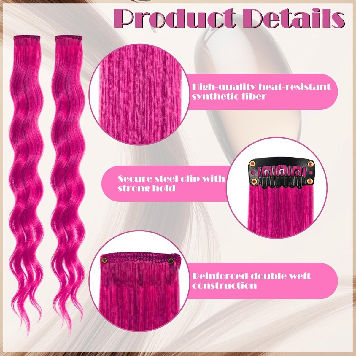Kleurige 22 Inch Synthetische Krullende Haarextensions met Clip-in voor Vrouwen en Meisjes, Perfect voor Cosplay en Feestjes - 10 Stuks