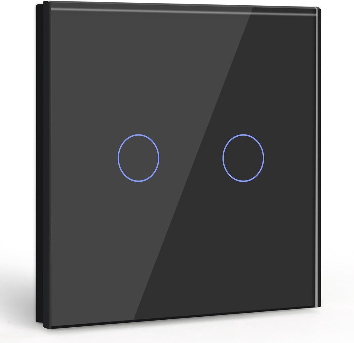 Touch Lichtschakelaar, gehard glas paneel met LED-indicator, 2 Voudig 1 Weg Aanraakschakelaar Zwart, Geen Neutrale Draad 500W