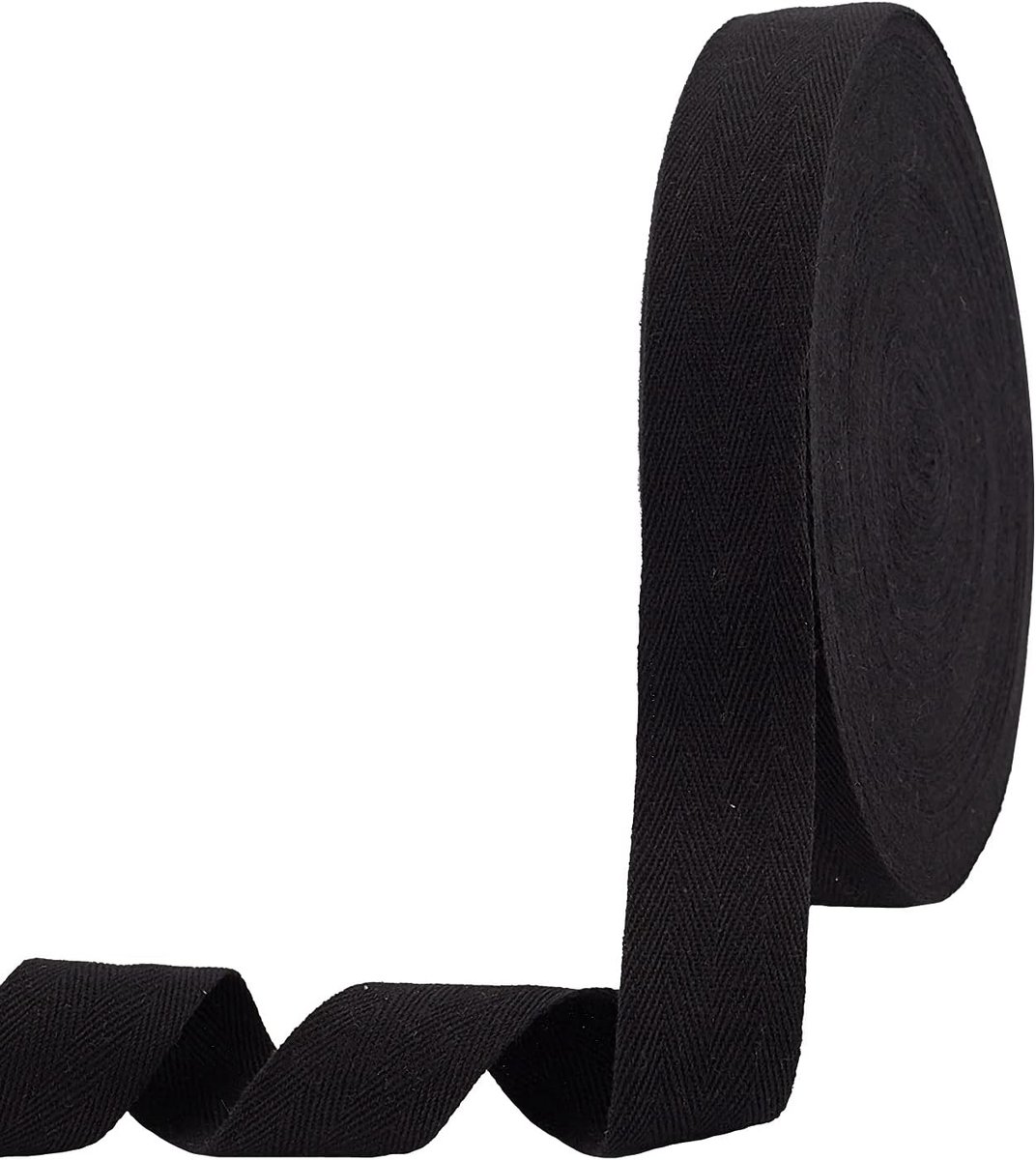 45 meter (45 m rol visgraatpatroon katoenweefsel, 35 mm brede katoenen twill tape, katoenen visgraatpatroon, veters voor breien naaien, doe-het-zelf handwerk, zwart