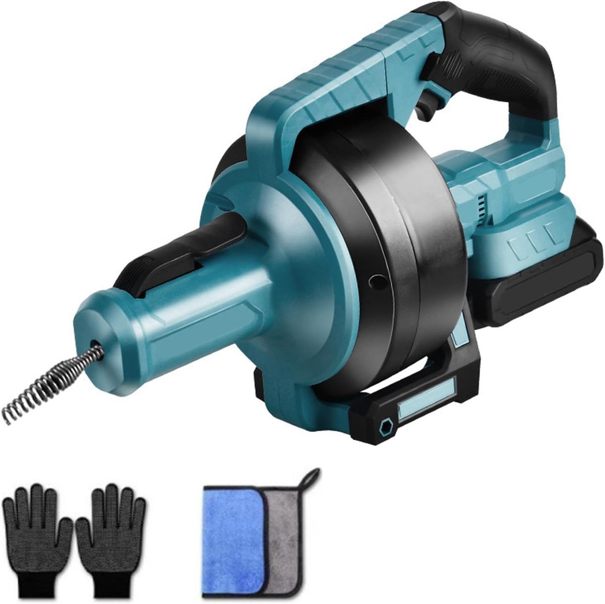 buisreinigingsmachine, compatibel met 18 V accu, Ø 9 mm, 7 m, buisreinigingsspiraal voor buisleidingen van Ø 16-85 mm, elektrische afvoerreiniger, buisreiniger voor toilet