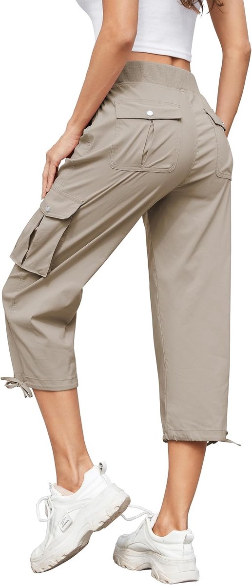 3/4 broek voor dames, zomer, casual, cargobroek, capribroek, joggingbroek, comfortabel, stretch, licht, outdoor, sport, reizen, wandelbroek, met 6 zakken