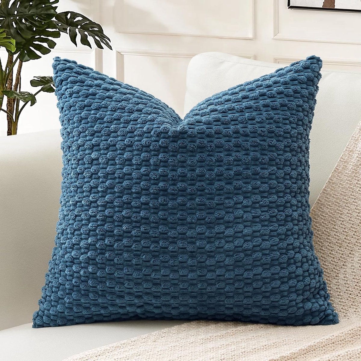 SnelShoppen - Decoratieve Corduroy Kussenhoes 40x40 cm Super Zacht Boho Gestreepte Vierkante Sierkussenhoes Geometrisch Voor Bank Slaapkamer Auto Deco