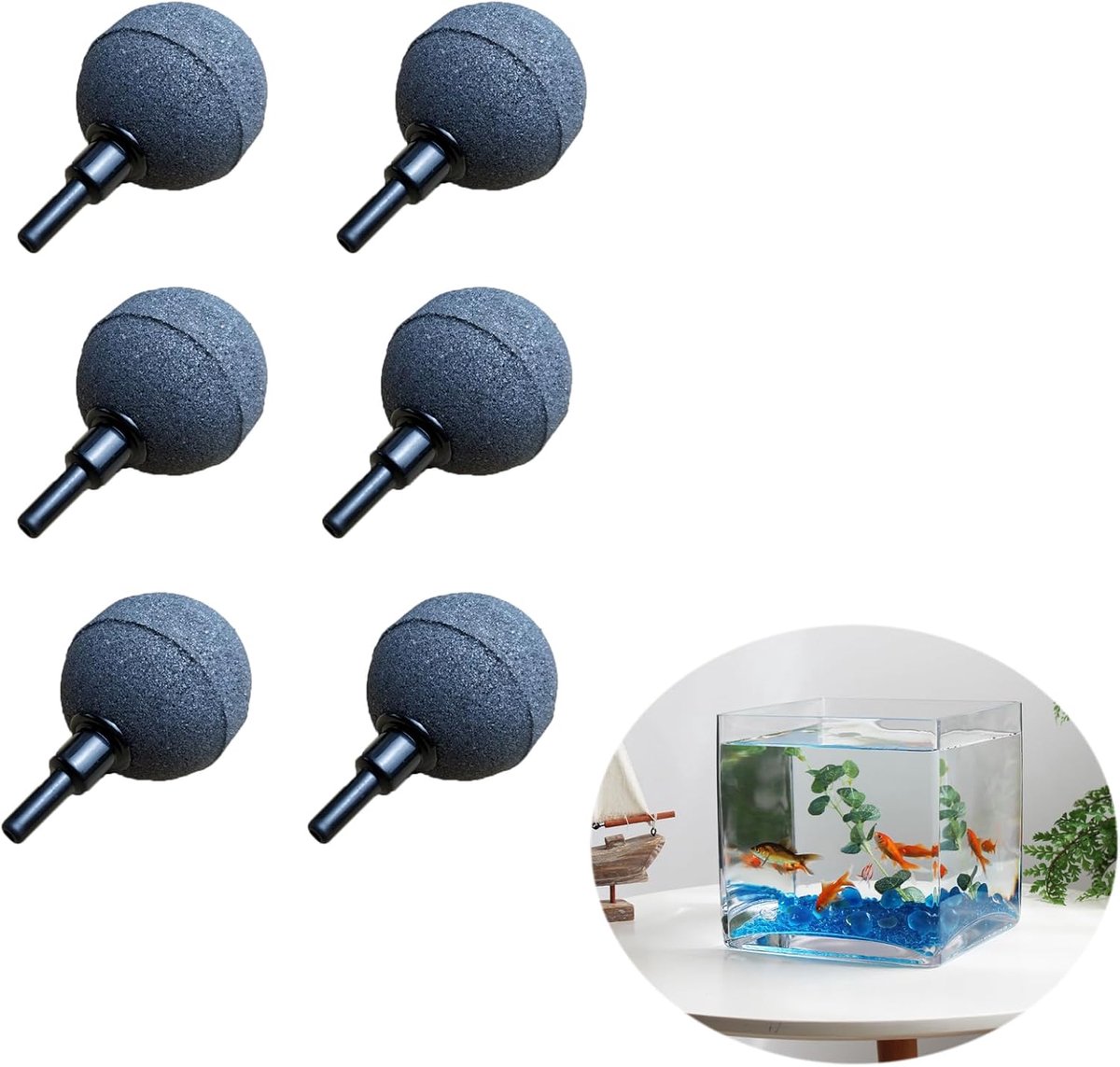 SnelShoppen - 6 Stuks Aquarium Luchtsteen Schijf, Ronde Luchtverdeler, 4mm/8mm Slang Aansluiting voor Vijvers, Aquariums en Tuin