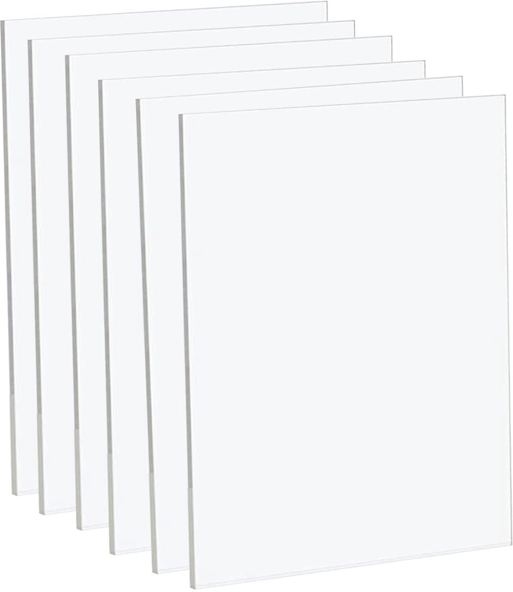 6 stuks A3 doorzichtige acrylplaten - 297 mm x 420 mm, helder plexiglas plastic acrylplaat 1 mm dik, transparant plastic plexiglaspanelen voor decoratie, display, fotolijst, schilderen