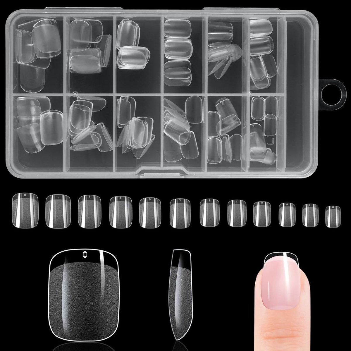 nepnagels tips,zachte gel volledige dekking nagel tip,heldere acrylnagels tips,nagelverlengingsset voor DIY manicure nagelkunst salon(120 stuks korte, vierkante nagelvorm）