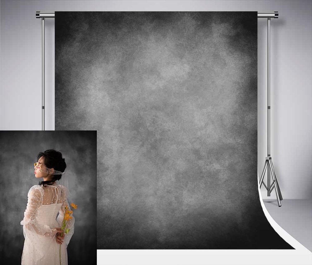 2 x 3 m klassieke achtergrondstructuur donkergrijs retro abstract kleurverlopen grijs fotografie-rekwisieten portret in studio van microvezel voor fotografen