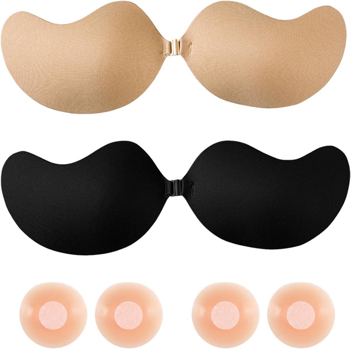 Zelfklevende push-up beha's met tepelpads, onzichtbare ondersteuning voor blote rug jurken, herbruikbaar en comfortabel voor dames