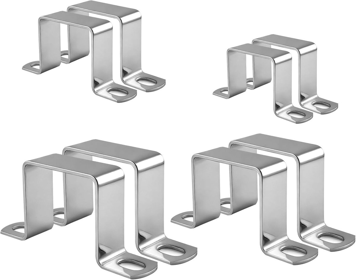 SnelShoppen - 8 stuks vierkante buisklemmen U-klemmen hoekklemmen set 25/30/35/40 mm universele buisbevestigingsklem voor deur raam leidingen stabilit