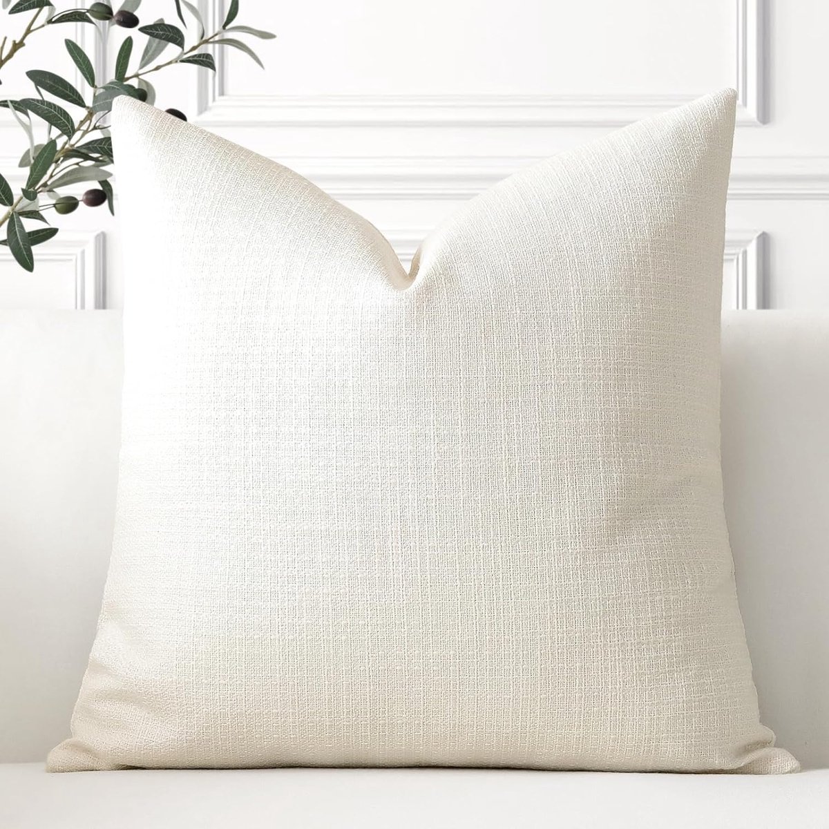 Kussenhoes 45 x 45 cm - Linnen - Crème wit - Ideaal voor sofa of slaapkamer - SnelShoppen