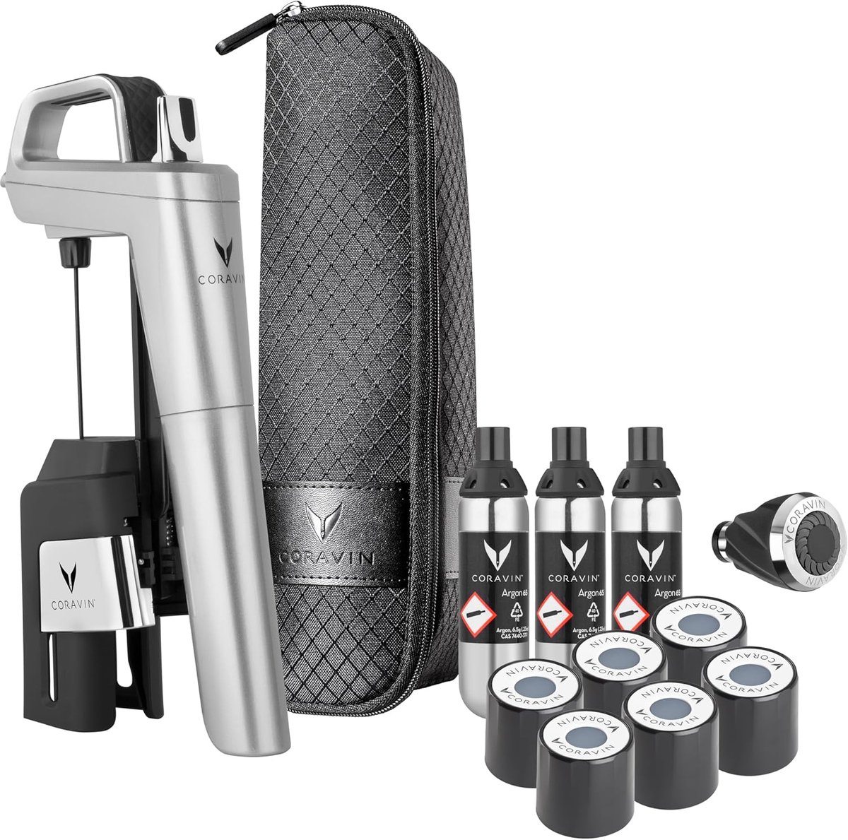 SnelShoppen - Wijnopslagsysteem - Coravin Timeless Six+ Wijnschenker & Vacuümstopper, beschermt wijn tegen oxidatie tot 2+ jaar - Inclusief Aerator &