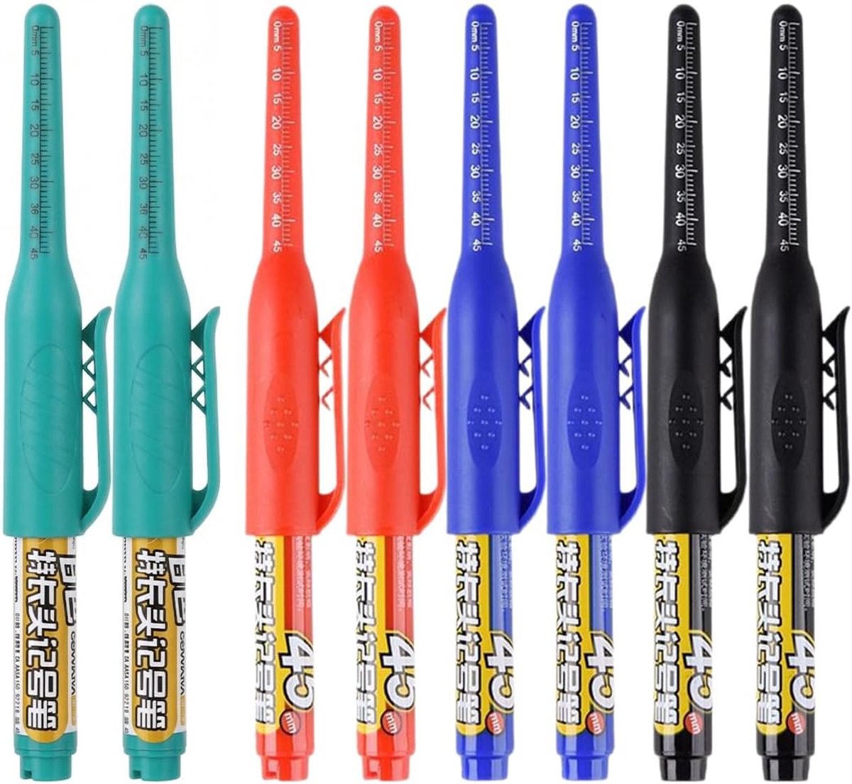 SnelShoppen - 8 stuks Diepe Gaatjes Markers, Houtbewerking Potlood, 45mm Extra Lange Punt voor Precisie, Dieptemarkeringen, Waterdichte Marker voor Ho