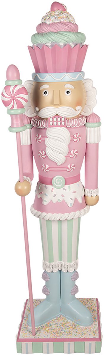 Clayre & Eef Kerstdecoratie met LED-verlichting Notenkraker 44x33x152 cm Roze Kunststof