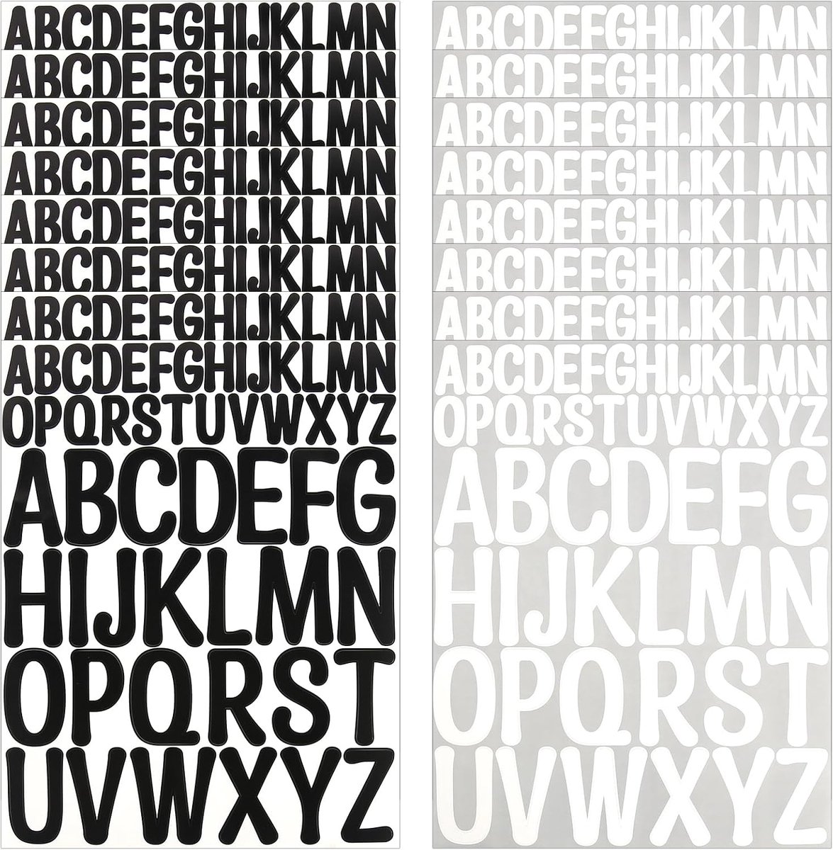 16 Sheets 832 Pieces Letter Stickers - Sticky Letters - Black White Self-Adhesive Vinyl Stickers for Signs - Large Weatherproof Letters for PO Box, Windows, Home, Store