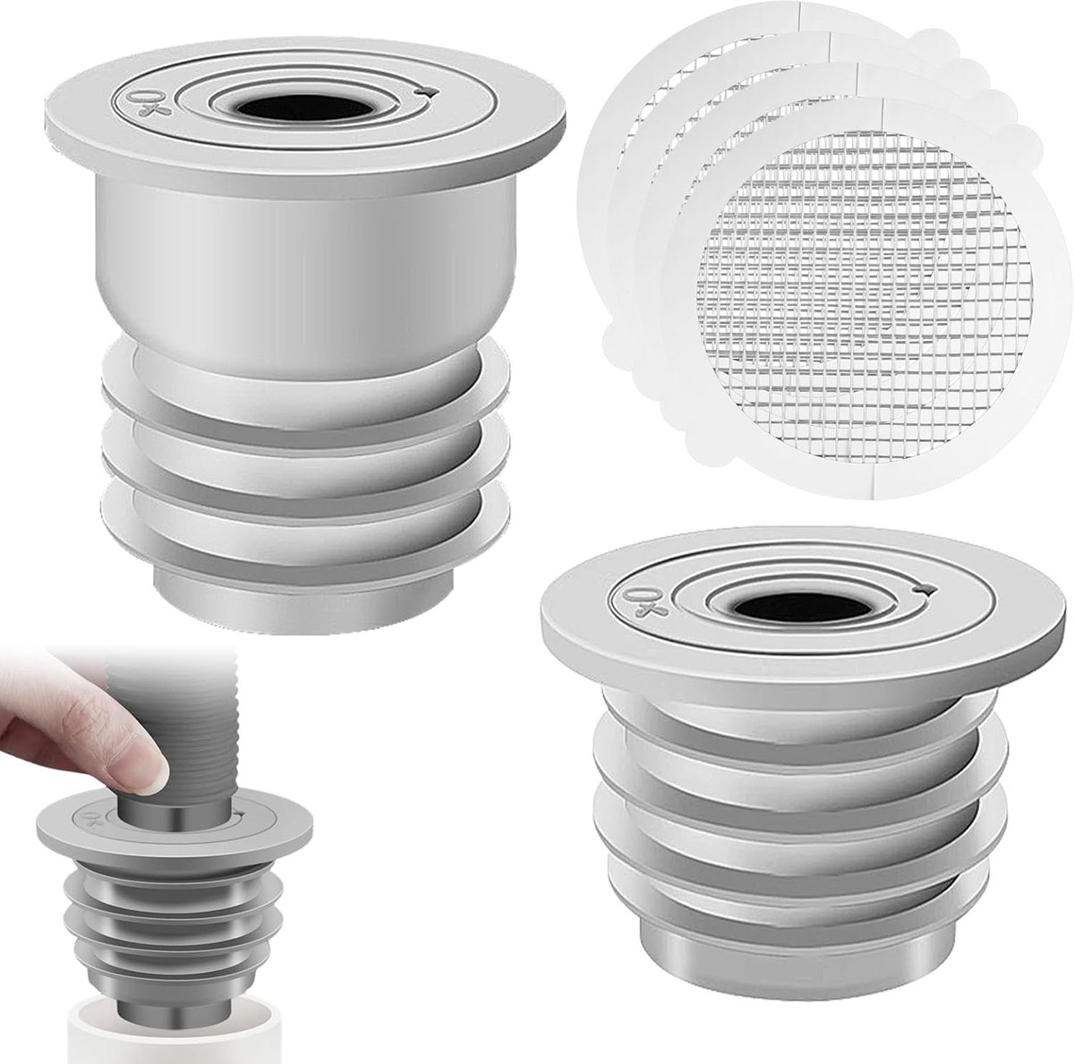 Afvoerslangdichting set van 2 - grijze afvoerafdichting - geurwerend - perfect voor wasmachine en gootsteen - ShopVlot