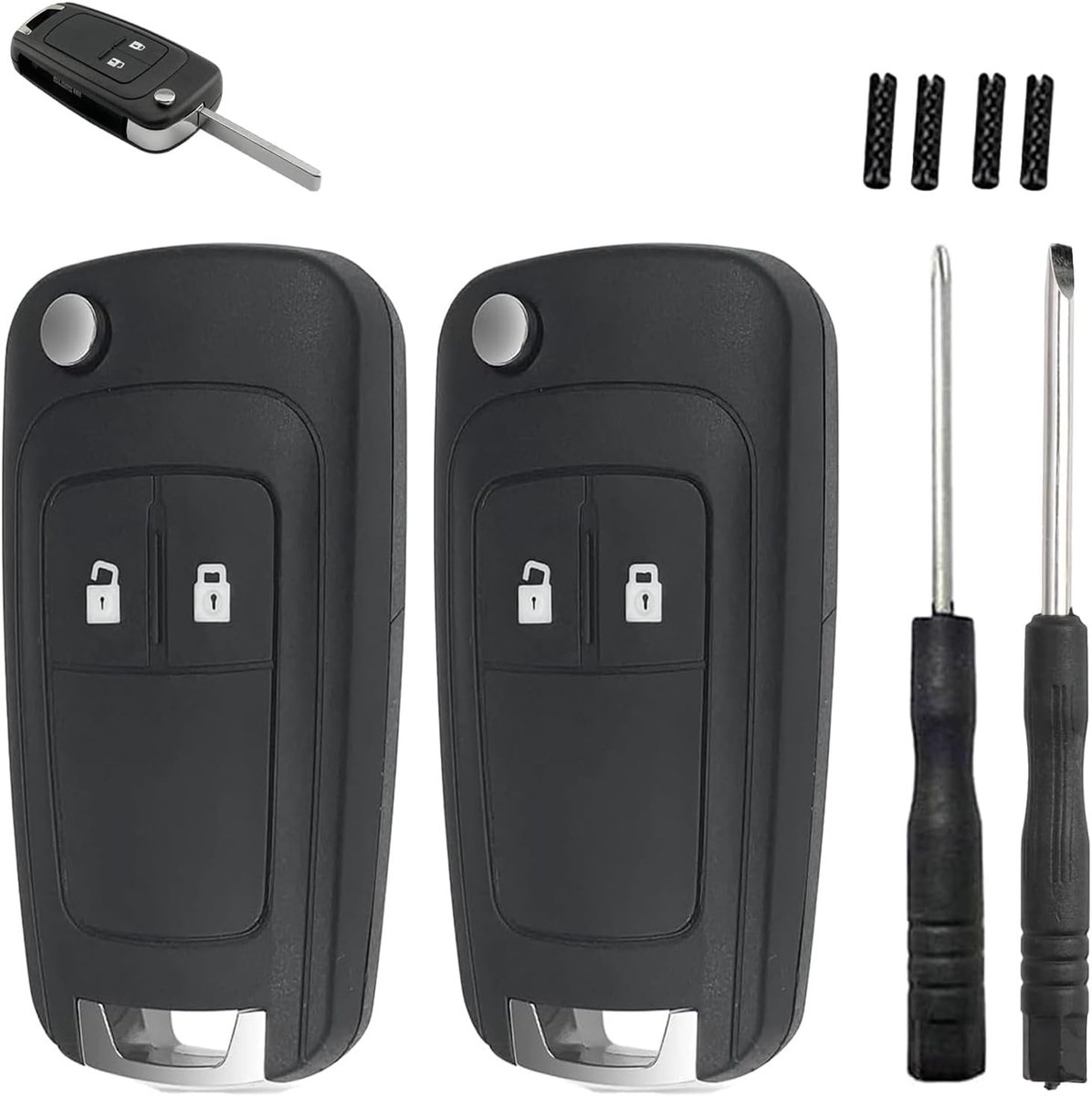 SnelShoppen - 2-Pack Sleutelhouder voor OPEL 2-Knops Autosleutel - Vervangende Sleutelbehuizing met Gereedschap & As, Geschikt voor Mokka, Meriva B, A