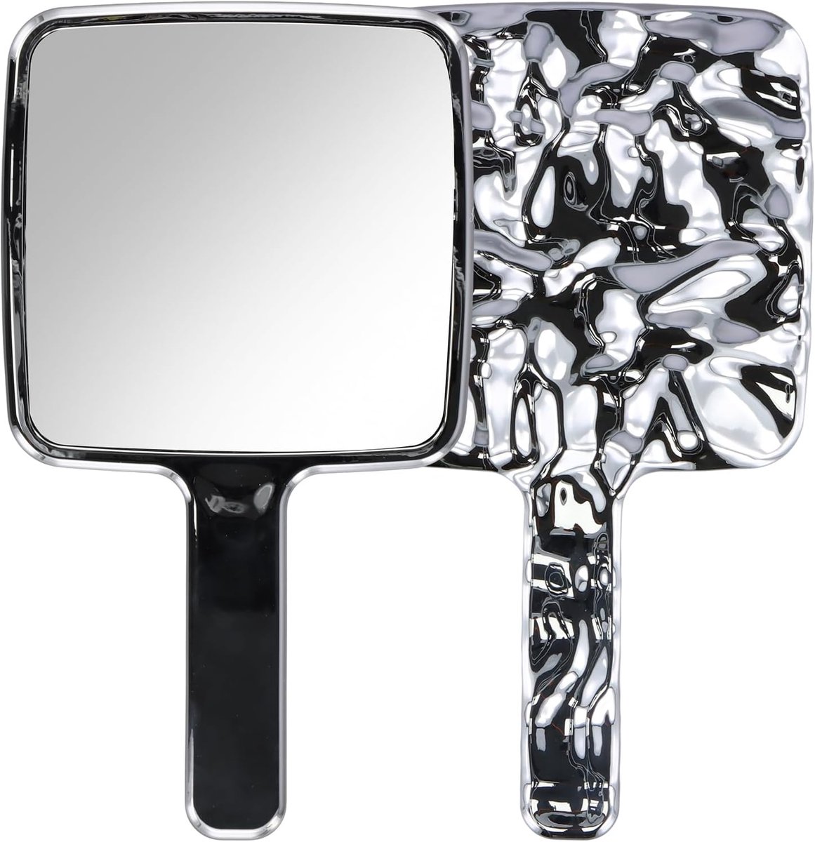 SnelShoppen - Handspiegel met Handvat, Draagbare Make-up Spiegel, Modieuze Scheerspiegel voor Mannen en Vrouwen, Vierkante Beauty Spiegel voor Thuis e
