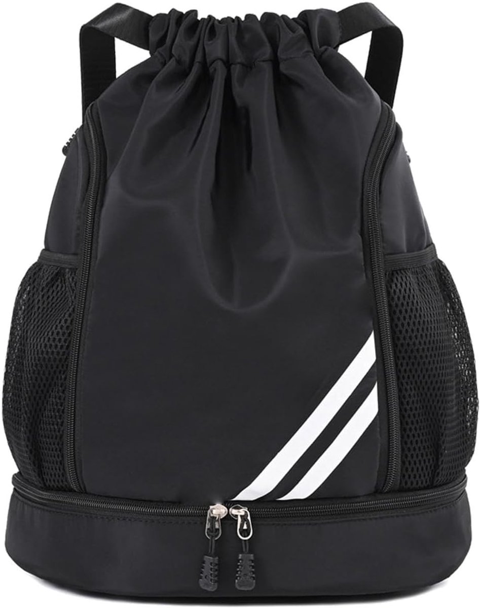 Men's backpack with drawstring, waterproof, large capacity, lightweight, dry and wet separation, suitable for fitness - ShopVlot