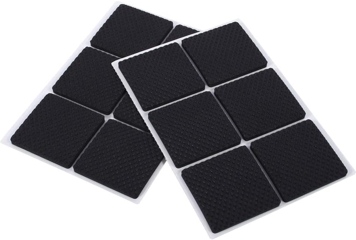 SnelShoppen - Pack van 12 Anti-Slip Pads, 4 mm Zelfklevende Rubber Pads voor Tafel- en Stoelpootjes, Vierkante Meubels, Vloerbescherming voor Meubelpo